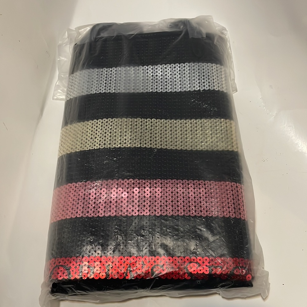 NWT Victoria Secret Sequin Stripped Tote Bag And Clutch - Picture 7 of 7